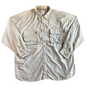 Sports Afield Mens 2XL Button Up Fishing Shirt Long Sleeve Patina Green Utility